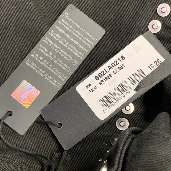 JUST CAVALLI Size 26 Black Silver Cotton Blend Denim Studded Button Fly Jeans - Picture 9 of 9